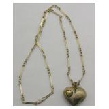 14k Gold & Sterling Silver Heart Pendant Necklace