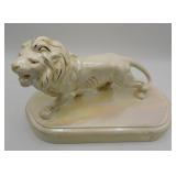 Mid Century Ceramic Lusterware Lion Statue 12"
