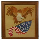 Chinese Export American Eagle Flag Silk Embroidery