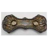 Antique Silver Plate on Copper Inkwell Stand