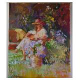 Girl in Red Hat Oil Painting after Sally Rosenbaum