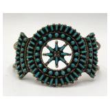 S Awelagte Zuni Native Silver Needlepoint Bracelet