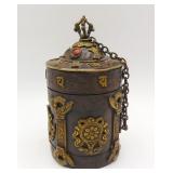 Chinese Tibetan Incense Jar Auspicous Symbols