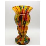 Deco Bohemian Czech Glass Spatter Vase