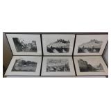 6 Original Oskar Schenk Germany Etchings Signed