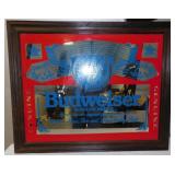 Framed Budweiser Beer Advertising Mirror