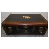 WWI Era Footlocker Trunk Leather Trim