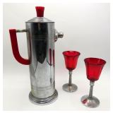 Keystoneware Art Deco Cocktail Shaker & Glasses