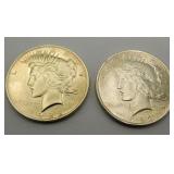 2 Silver Peace Dollars 1922