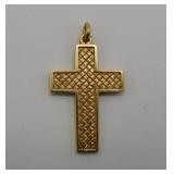14k Gold Basketweave Cross Pendant 2.8g