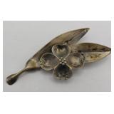 Stuart Nye Sterling Silver Dogwood & Leaves Brooch