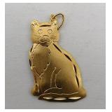 14k Gold Cat Pendant Charm