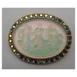 Kirks Folly Dancing Ladies Rhinestone Cameo Brooch