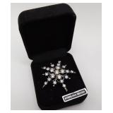 Sterling Silver Diamonique Snowflake Brooch
