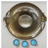 Serge Nekrassoff Arts & Crafts Bowl & 3 Salts