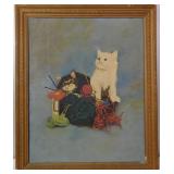 Kittens & Yarn Oil on Canvas E. H. Witte 1945