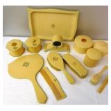 Art Deco Celluloid Dresser Set & New Haven Clock