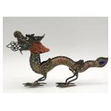 vtg 925 Silver Filigree Chinese Dragon Sculpture