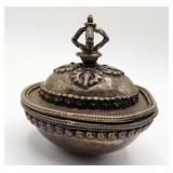 Sterling Silver Tibetan Kapala Skull Ritual Bowl