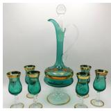 Murano Glass Venetian Wine Decanter Set