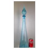 Vtg Blue Italian Empoli Genie Bottle 25.5"