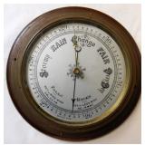 Antique British Made Brass & Wood Barometer