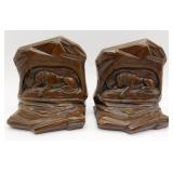 Jennings Bros Lion of Lucerne Bronze Clad Bookends