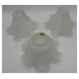 3 vtg Ruffled & Speckled Lamp Shades French Vianne
