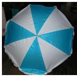 Mid Century Fringed Tilting Patio Sun Umbrella