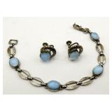 WRE Sterling Moonstone Bracelet & Earrings