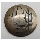 vtg Navajo Sterling Roadrunner Pendant Brooch 19g