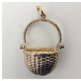 14k White Gold Nantucket Basket Pendant RA 4.5g