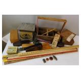 Primitives Advertising Yardsticks, Cigar Boxes etc