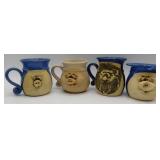 4 Bradford Teigland Stoneware Pottery Mugs 1981