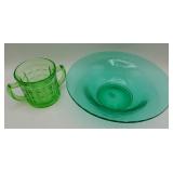 Uranium Glass Console Bowl & Hazel Atlas Sugar