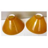 Pair French Cased Amber Glass Lamp Shades