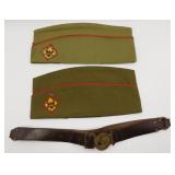 Boy Scouts BSA Caps & Leather Belt