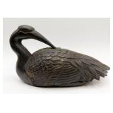 Japanese Bronze Koro Crane Antique Incense Burner