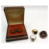 Sterling Jade Obsidian Onyx & 18 KGE Jewelry