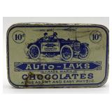1906 Auto-Laks Chocolate Automobile Litho Ad Tin