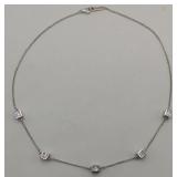 Tycoon Sterling Silver CZ Cube Necklace 10.3g