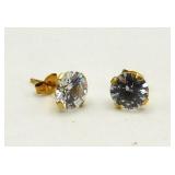 14k Gold CZ Stud Earrings