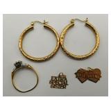 14k Gold Scrap Jewelry Charms Earrings 4g