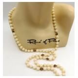 585 14k Gold & Angel Skin Coral Beads Necklace 39"