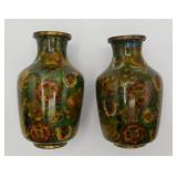 vtg Chinese Millefleur Enamle Cloisonne Vase Pair