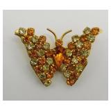 Vtg Joseph Warner Rhinestone Butterfly Brooch