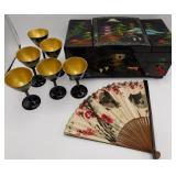 Music Jewelry Box, CAAC Fan, Lacquerware Sake Cups