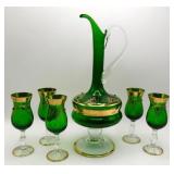 Venetian Murano Glass Wine Cordial Set 24k Gold