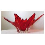 Murano Splash Flame Art Glass Center Bowl