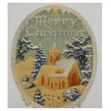 Antique German Christmas Church Diecut  12 3/4"